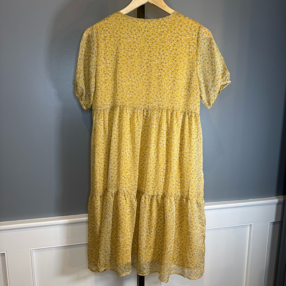 Sofie Schnoor Girls Yellow Floral Midi Dress Size 14Y‎ Tiered Short Sleeve - Picture 4 of 13